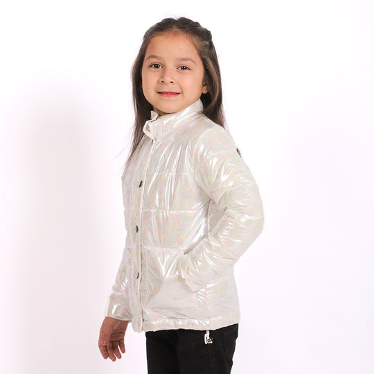 Puff Jacket For Girls - White