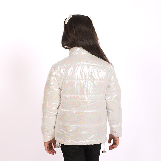 Puff Jacket For Girls - White