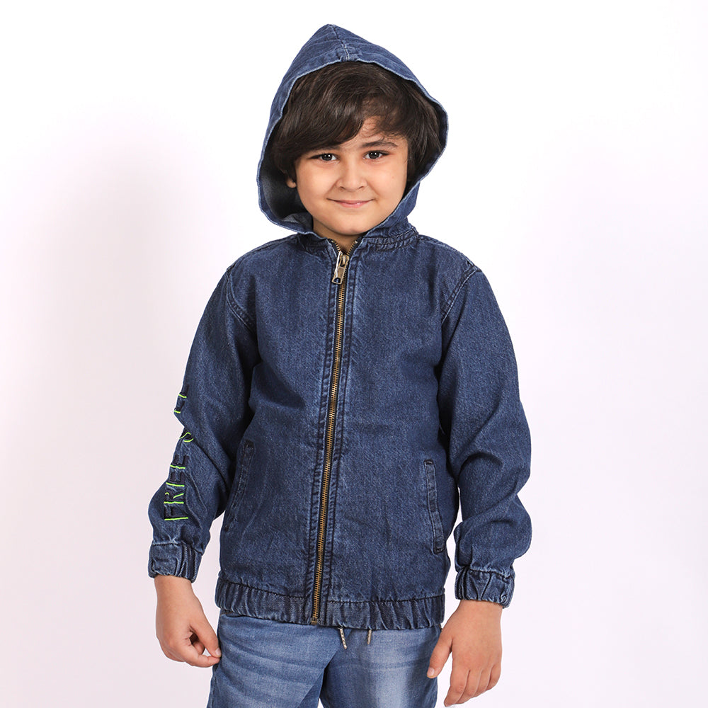 Free Style  Denim Jacket For Boys - Blue