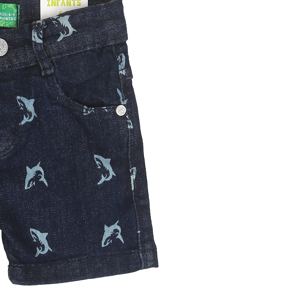 Infants Boys Shorts Denim AOP Little Shark DC - NAVY