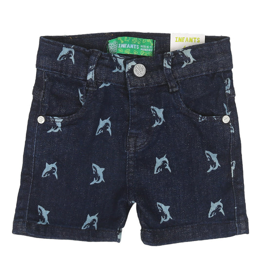 Infants Boys Shorts Denim AOP Little Shark DC - NAVY