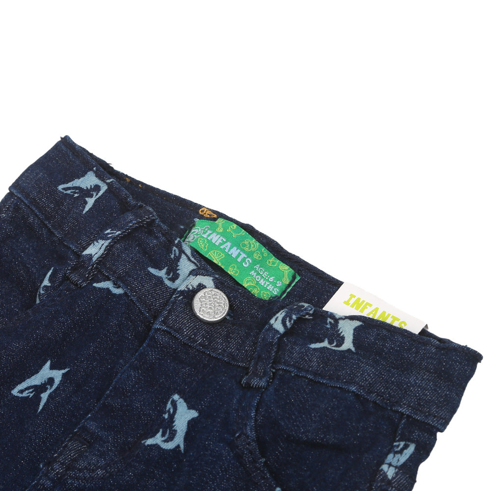 Infants Boys Shorts Denim AOP Little Shark DC - NAVY