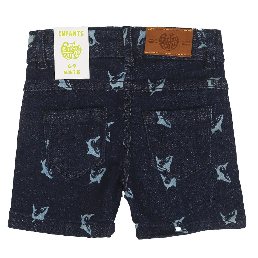 Infants Boys Shorts Denim AOP Little Shark DC - NAVY