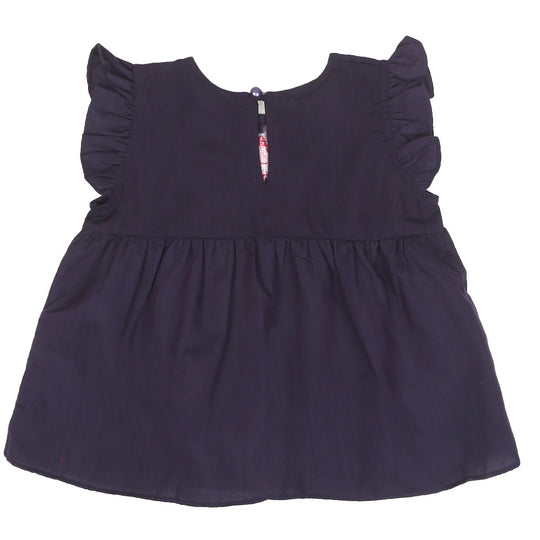 Infants Girls Embroidered Top Flamingo Embroidery - D.Purple