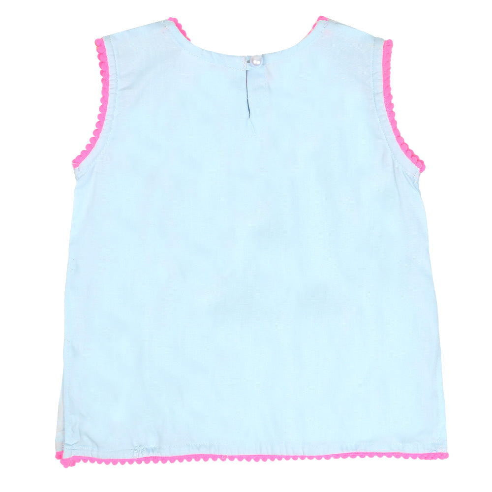 Infant Girls Embroidered Kurti Cup Cakes - mist blue
