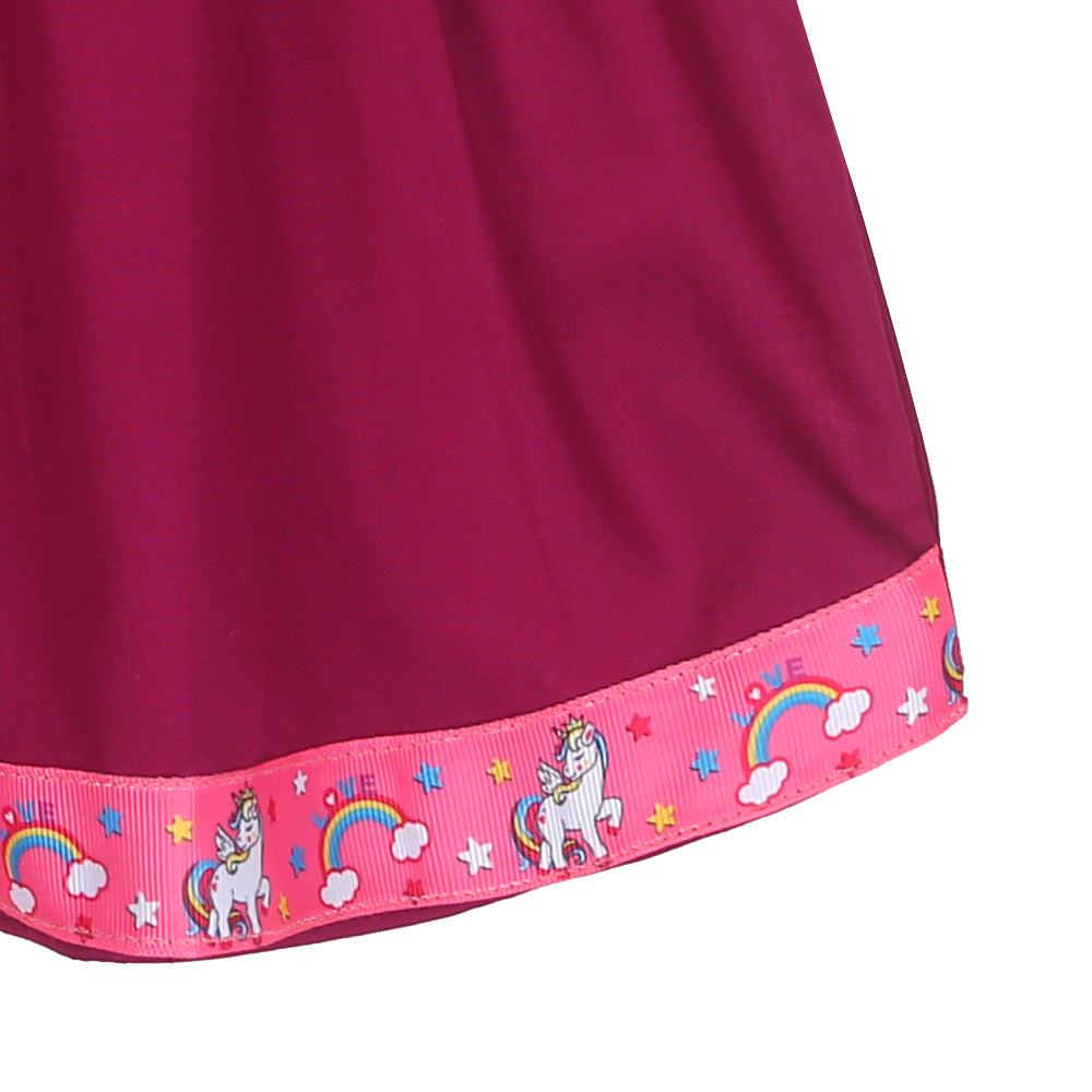 Infants Girls Embroidered Top Flamingo Embroidery - Magenta