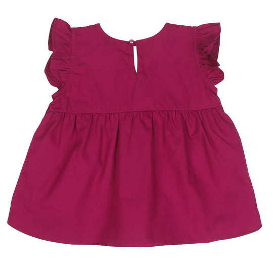 Infants Girls Embroidered Top Flamingo Embroidery - Magenta