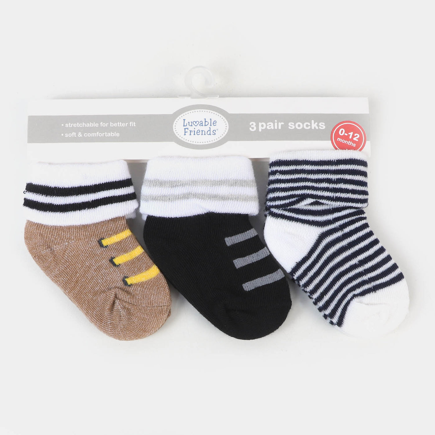 Infant Baby 3 Pair Socks | 0-12M