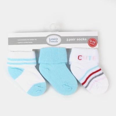 Infant Baby 3 Pair Socks | 0-12M