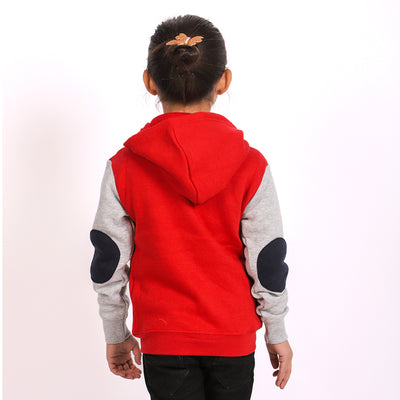 Good Vibes Hooded  Jacket For Girls - Red