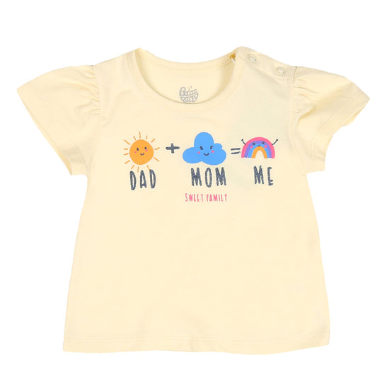 Infant Girls T-Shirt Dad Mom - Cream