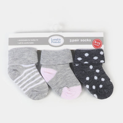 Infant Baby 3 Pair Socks | 0-12M