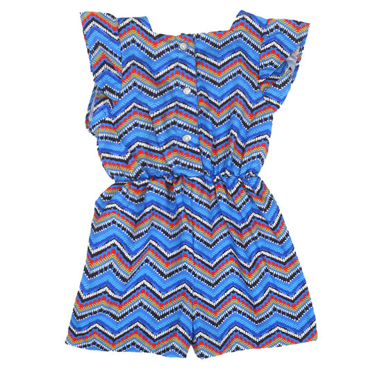 Infant Girls Romper  zig zag - Blue