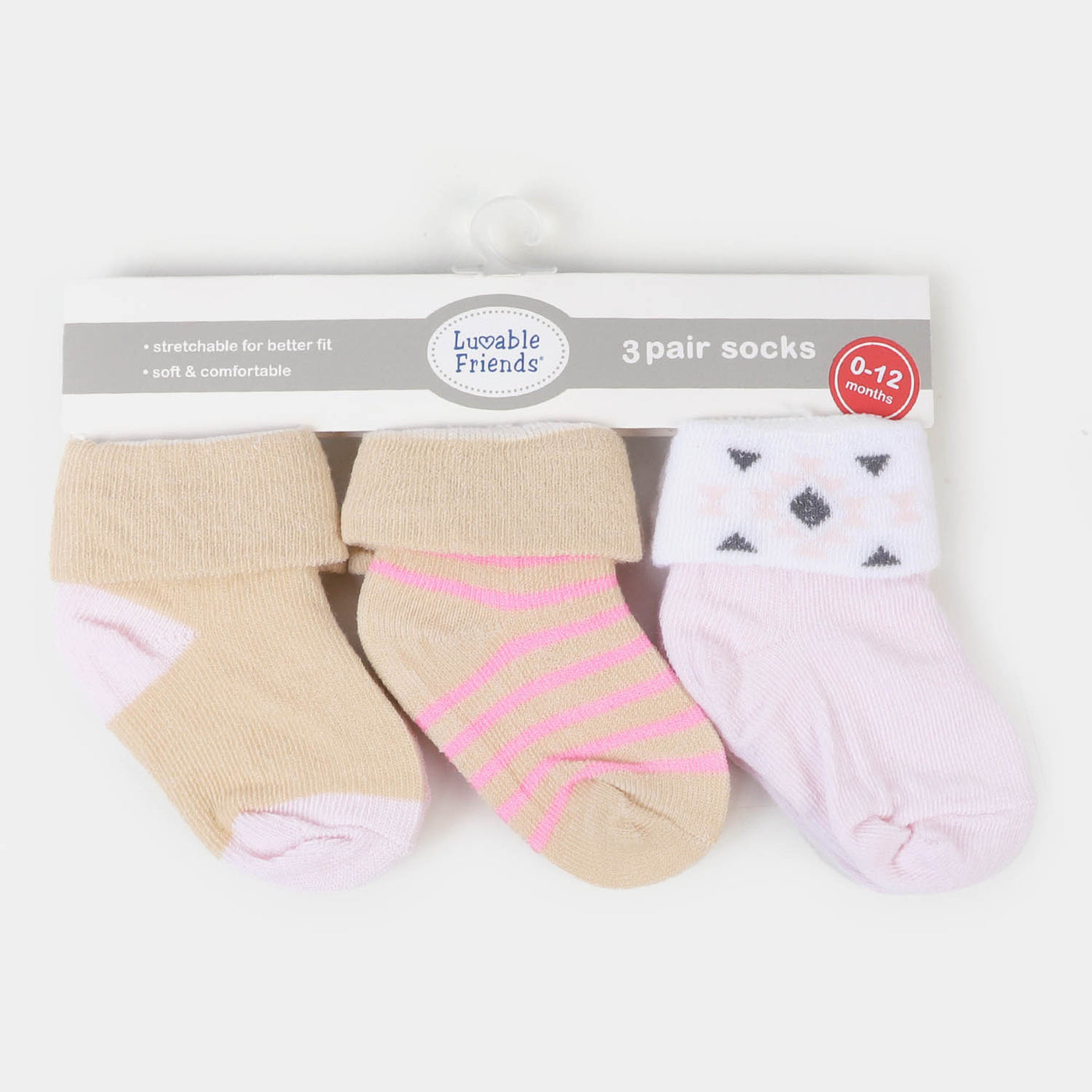 Infant Baby 3 Pair Socks | 0-12M