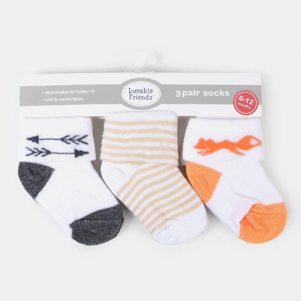Infant Baby 3 Pair Socks | 0-12M