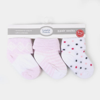 Infant Baby 3 Pair Socks | 0-12M