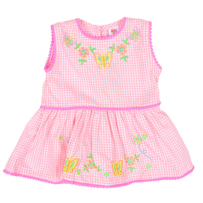 Infant Girls Embroidered Cotton Frock Blush - Pink