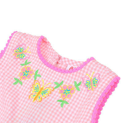 Infant Girls Embroidered Cotton Frock Blush - Pink