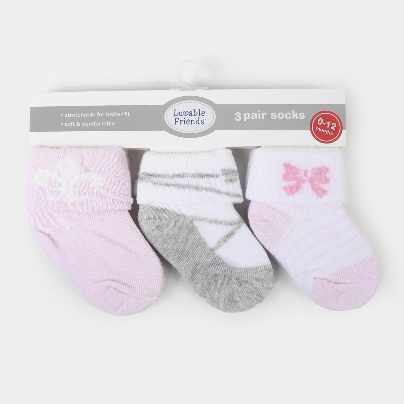 Infant Baby 3 Pair Socks | 0-12M