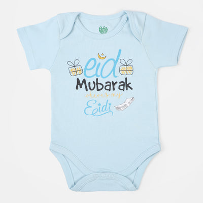 Infant Unisex Cotton Romper Eid Mubarak - Blue