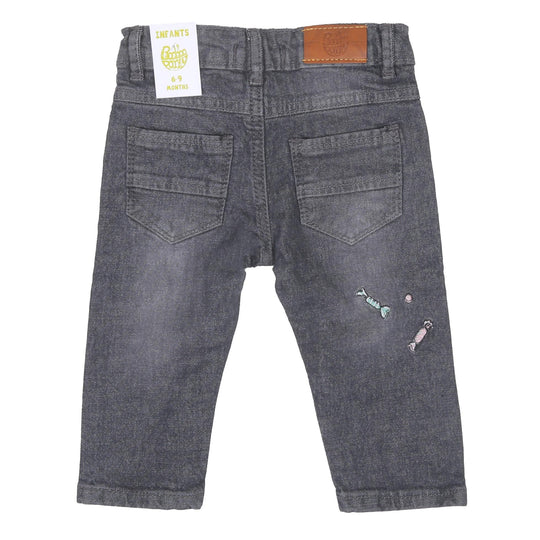 Infant Boys Pant Denim Candy Emb - Dark Grey