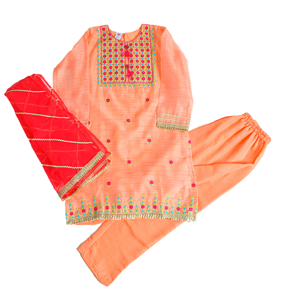 Girls 3Pcs Fancy Gulnaz - Light Orange