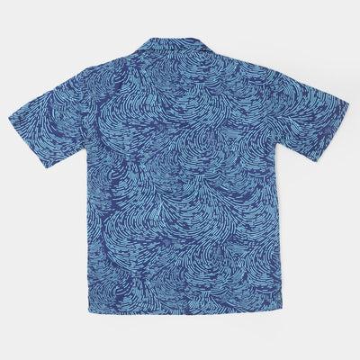 Boys Cotton Casual Shirt Illusion - Royal Blue
