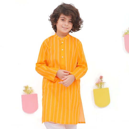 Boys Digital  Print Kurta-Citrus