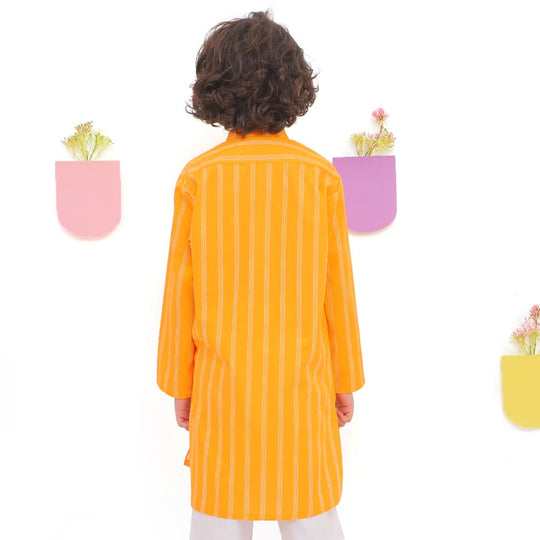 Boys Digital  Print Kurta-Citrus