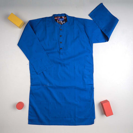 Printed Doha Kurta For Boys - Indigo Blue