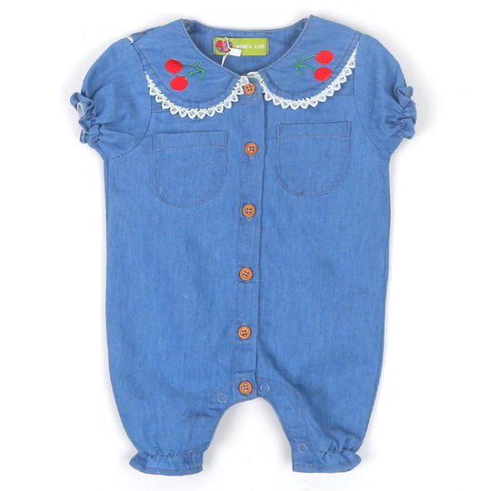 Girls Rompers Denim Cherry - L.Blue