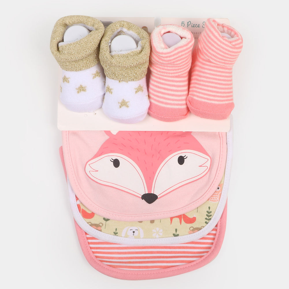 Baby Bib 3PC With 2 Pair Baby Shoes Set