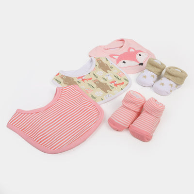 Baby Bib 3PC With 2 Pair Baby Shoes Set