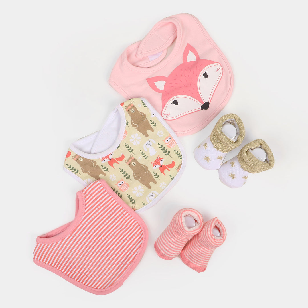 Baby Bib 3PC With 2 Pair Baby Shoes Set