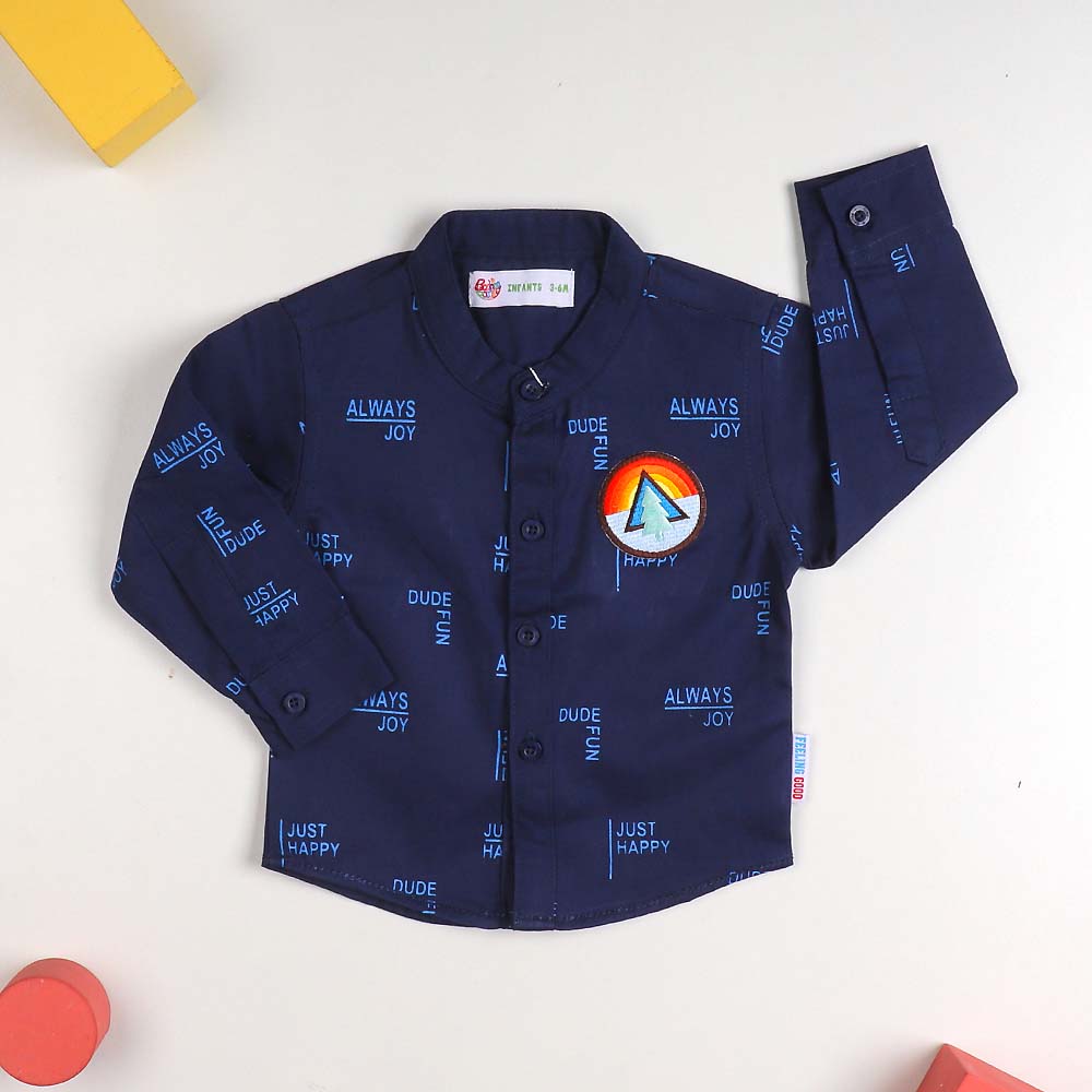 Just Happy Casual Shirt For Boys - Estate Blue