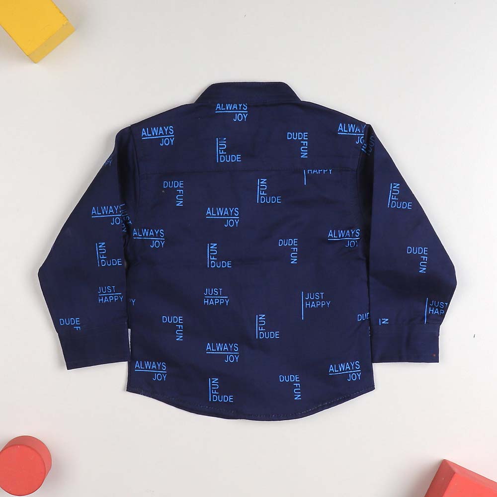 Just Happy Casual Shirt For Boys - Estate Blue