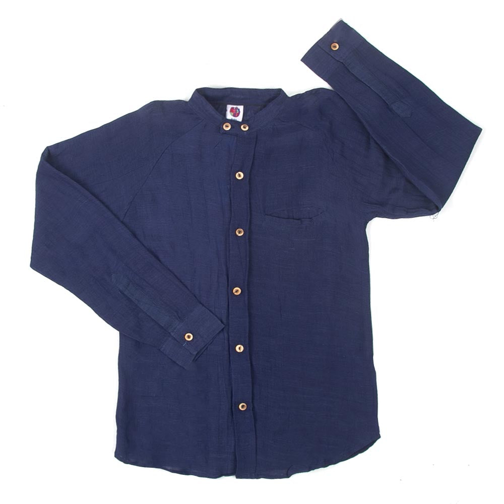 Boys Casual Shirt Extended Collar - Navy