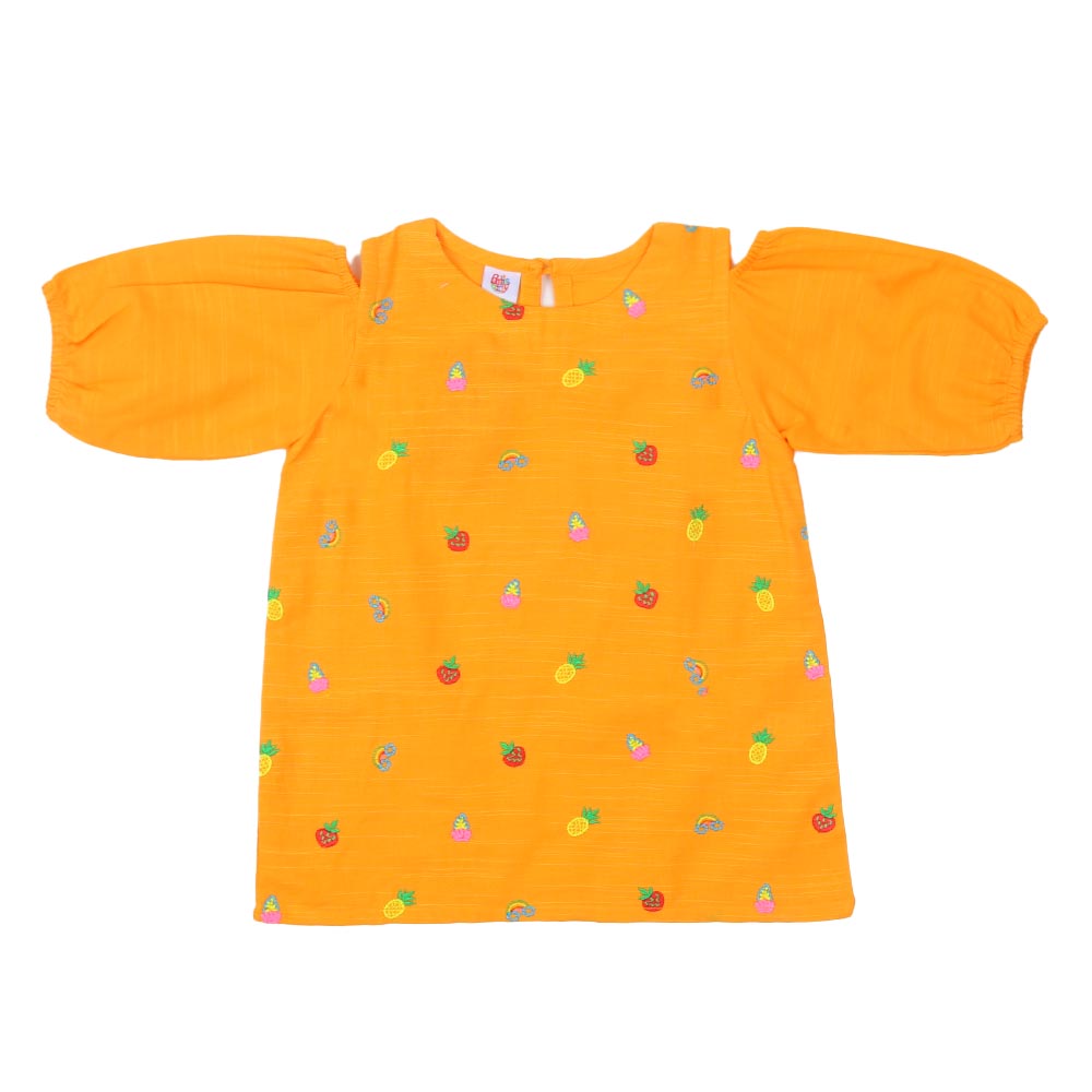 Girls  Embroidered Top Mix Fruits - Meri Gold