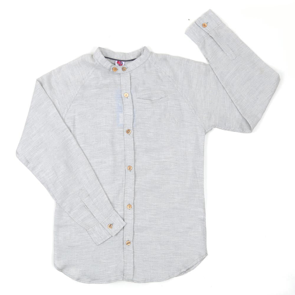 Boys Casual Shirt Extended Collar - Light Grey