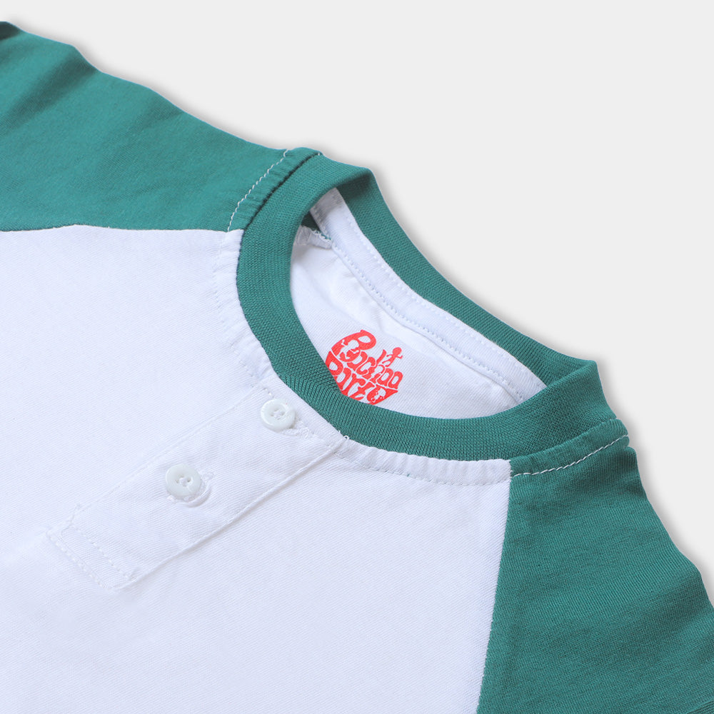 Boys T-Shirt F/S Raglan - White/Green