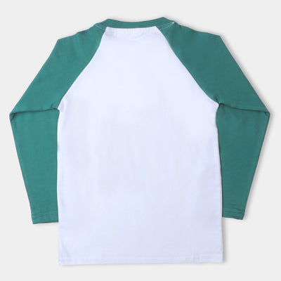 Boys T-Shirt F/S Raglan - White/Green