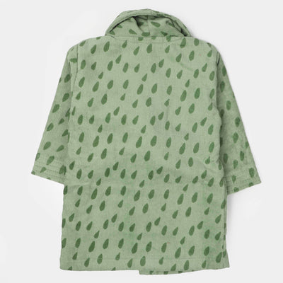 Kids Bathrobe Printed Light Green | 1-3 Years