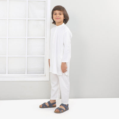 Boys Basic Kurta Pajama - White