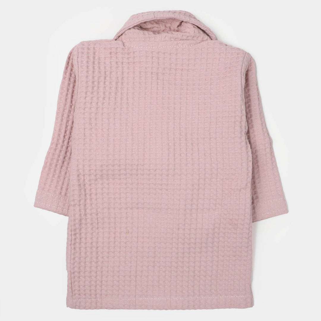 Kids Bathrobe Pink Waffle Plain | 1-4 Years