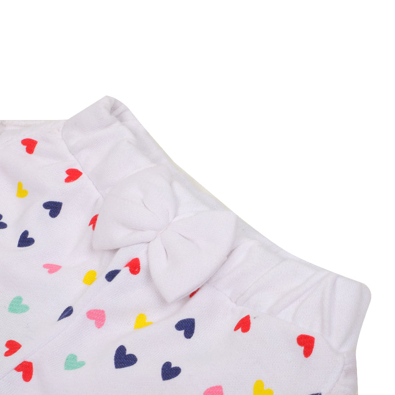 Girls Short Heart - White