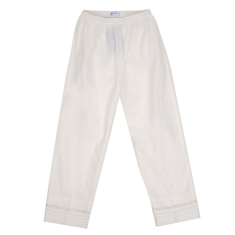 Girls Cotton Trouser Laced | White