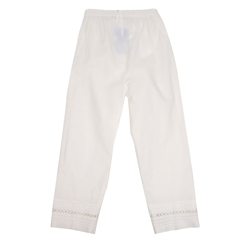 Girls Cotton Trouser Laced | White