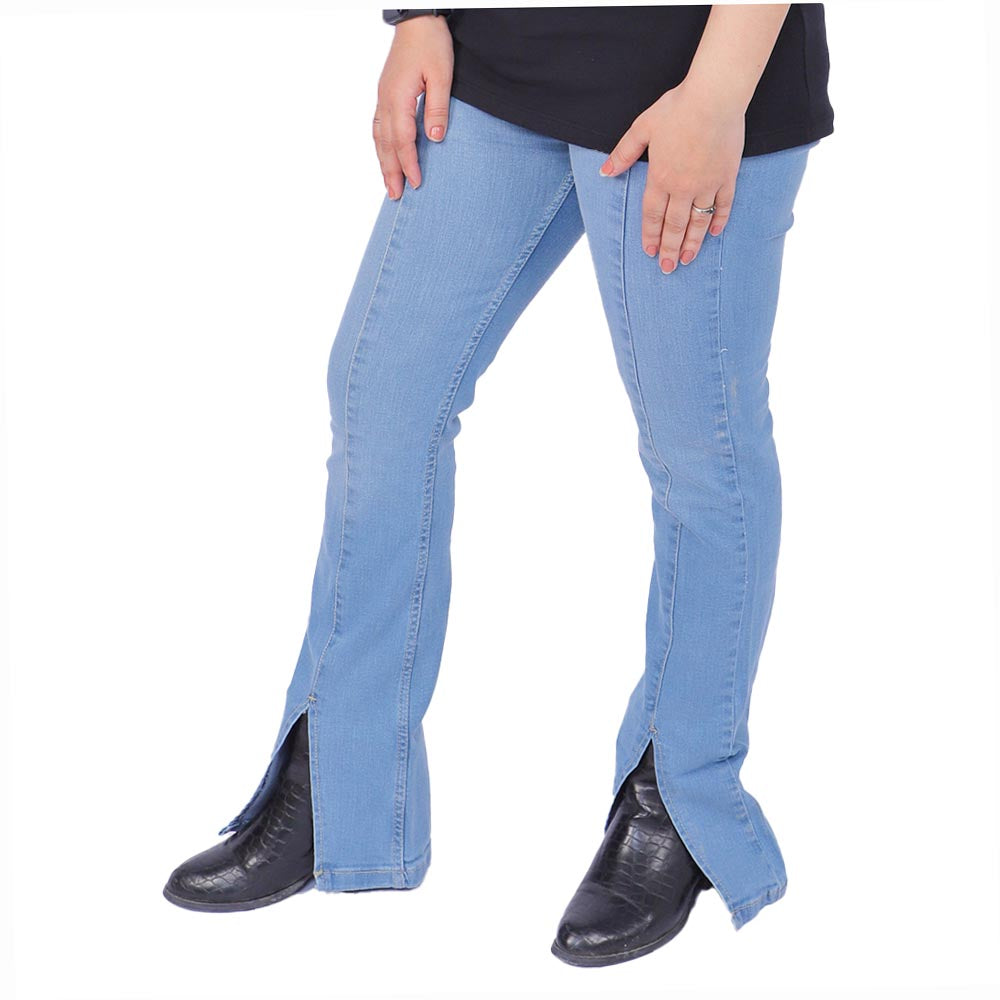 Girls Pant Denim F/Slit Bell Bottom - Ice Blue