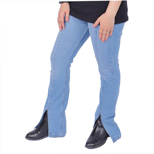 Girls Pant Denim F/Slit Bell Bottom - Ice Blue