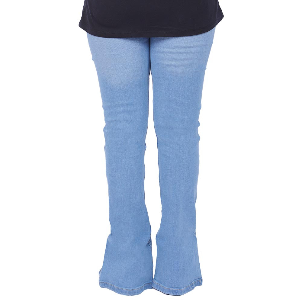 Girls Pant Denim F/Slit Bell Bottom - Ice Blue